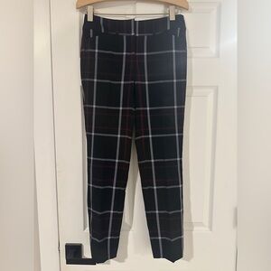 LOFT Outlet Black Plaid Skinny Ankle Pants Size 0 Flat Front Stretch NEW w Tags